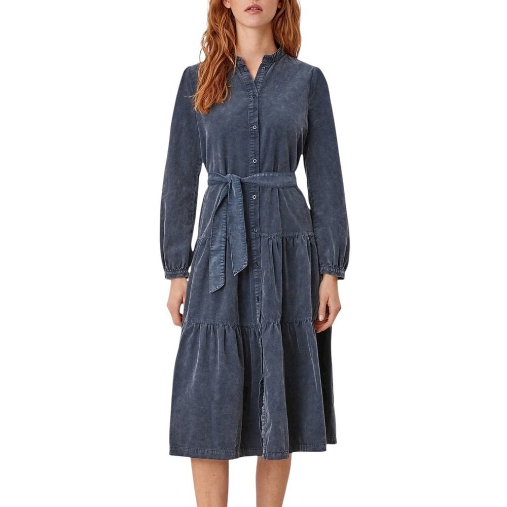 Pilcro Denim Shirt Dress Women’s Small Blue Midi Long Sleeve Belted Classic
